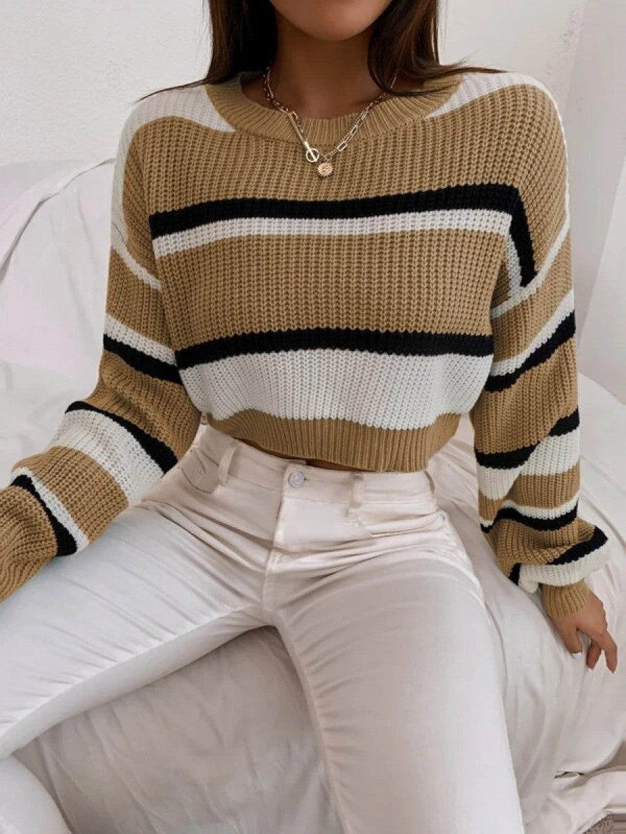 Color Block Drop Shoulder Sweater