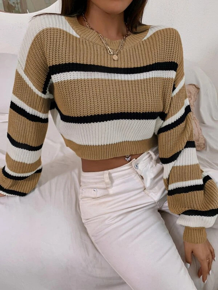 Color Block Drop Shoulder Sweater