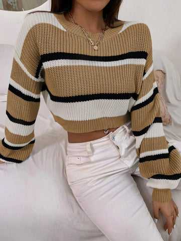 Color Block Drop Shoulder Sweater