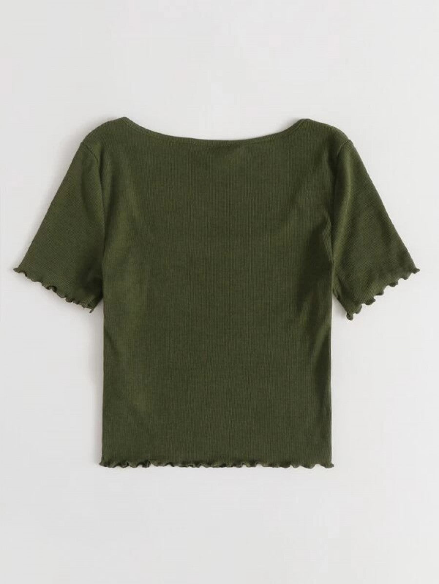 Lettuce Trim Rib-knit Crop Top