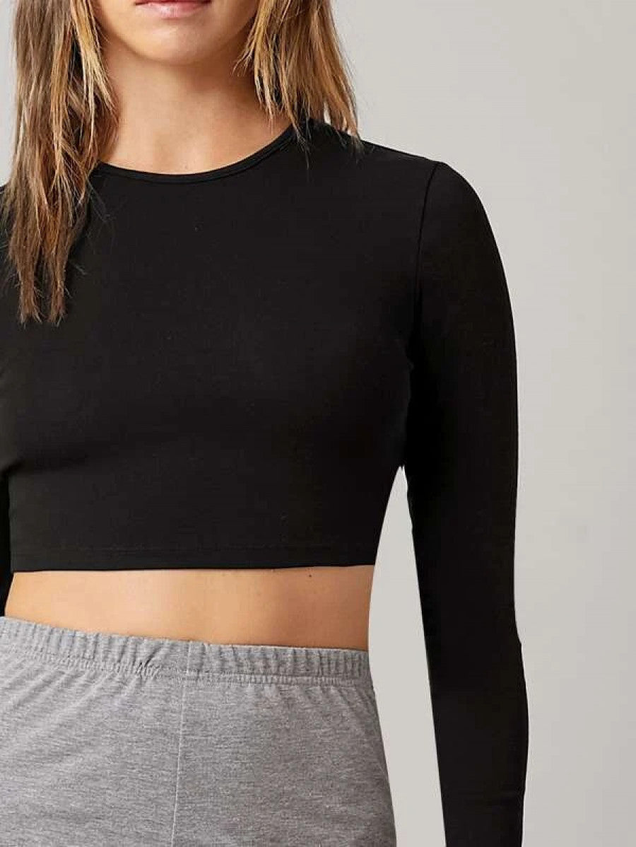 BASICS Solid Fitted Crop Top