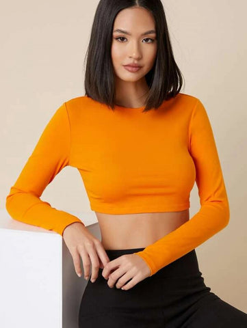 BASICS Solid Fitted Crop Top