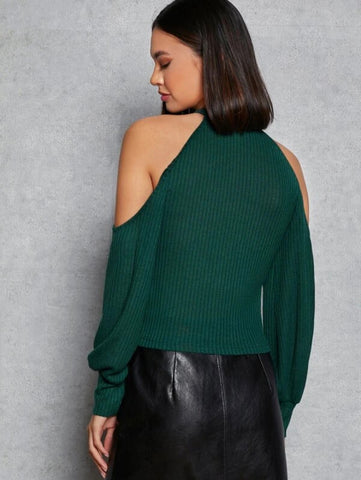 Cold Shoulder Rib-knit Tee