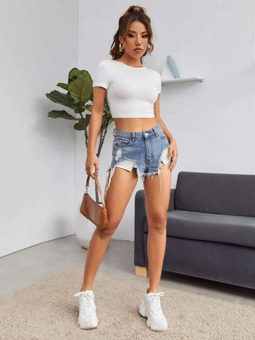 Criss Cross Tied Backless Crop Tee