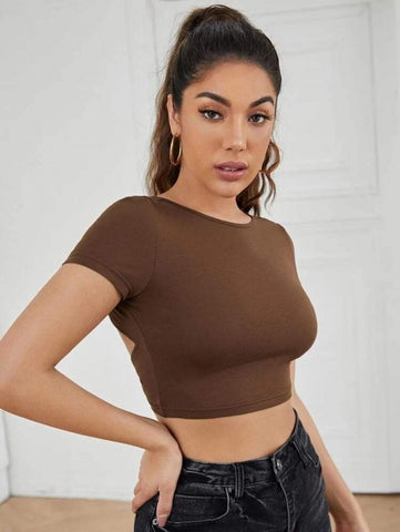 Criss Cross Tied Backless Crop Tee