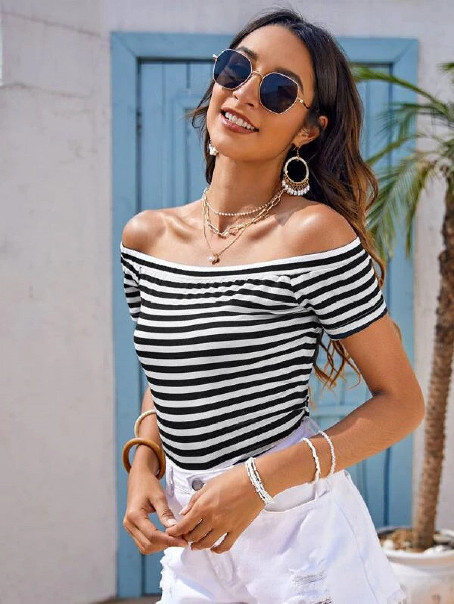 Off Shoulder Striped Top