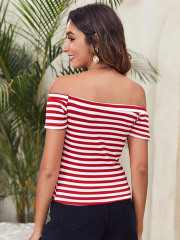 Off Shoulder Striped Top