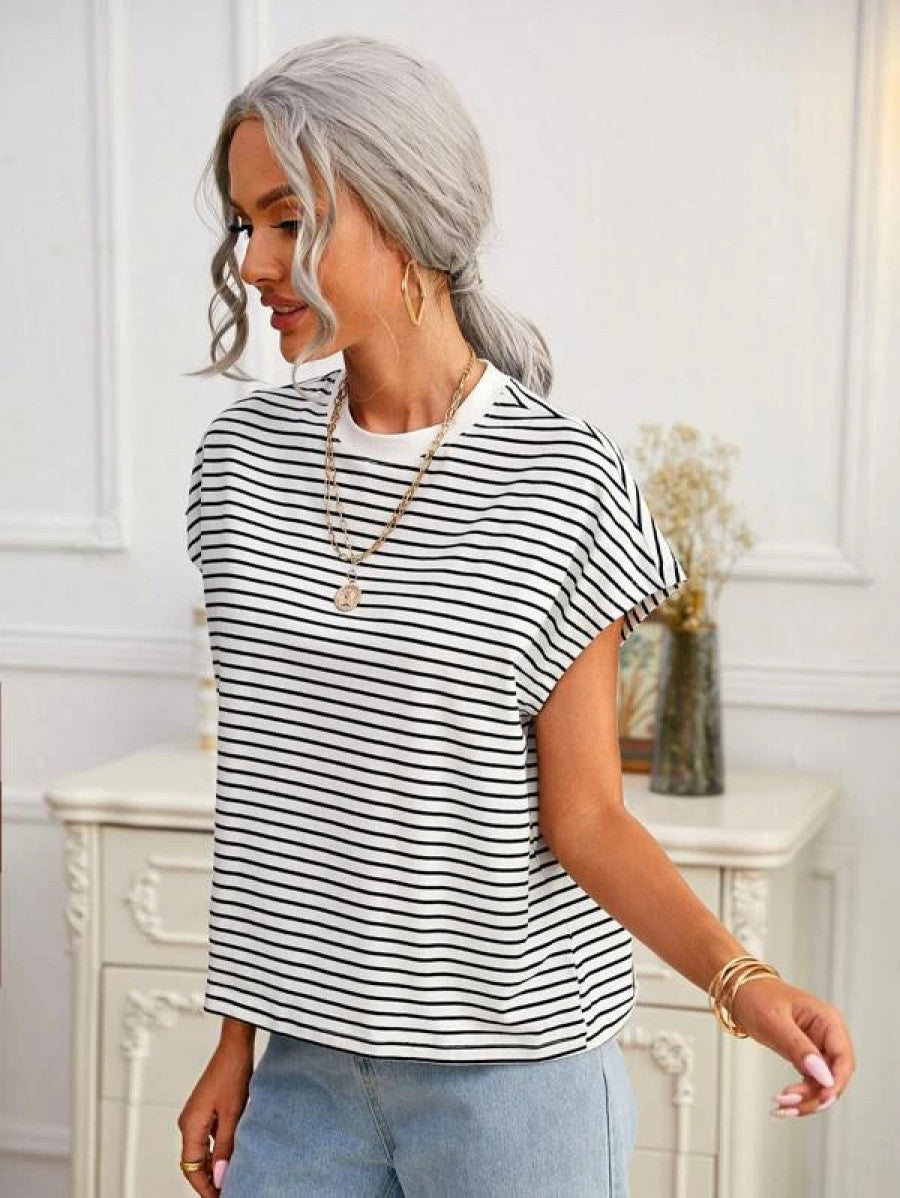 Batwing Sleeve Striped Tee