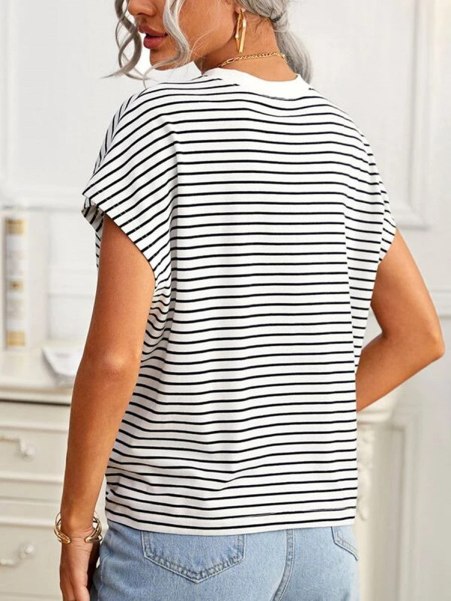 Batwing Sleeve Striped Tee