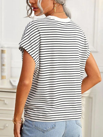 Batwing Sleeve Striped Tee