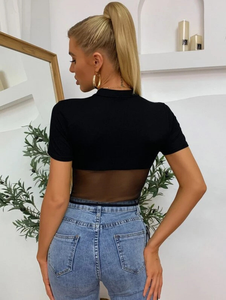 Mesh Insert Crop Tee