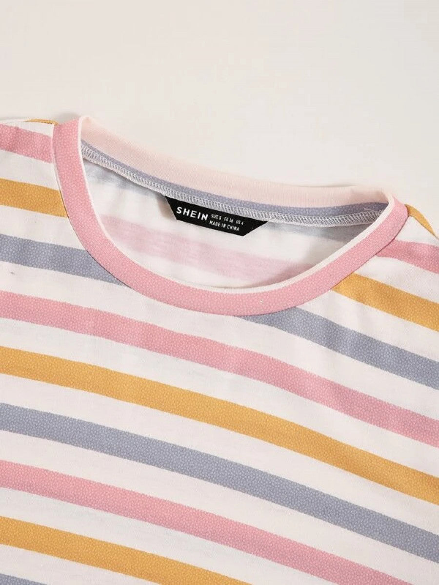 Colorful Striped Print Tee