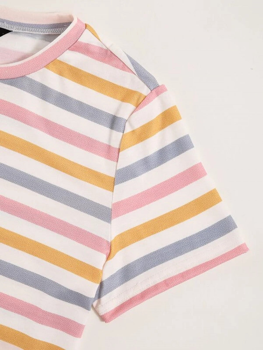 Colorful Striped Print Tee