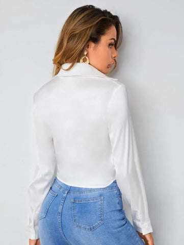 Tie Front Satin Top