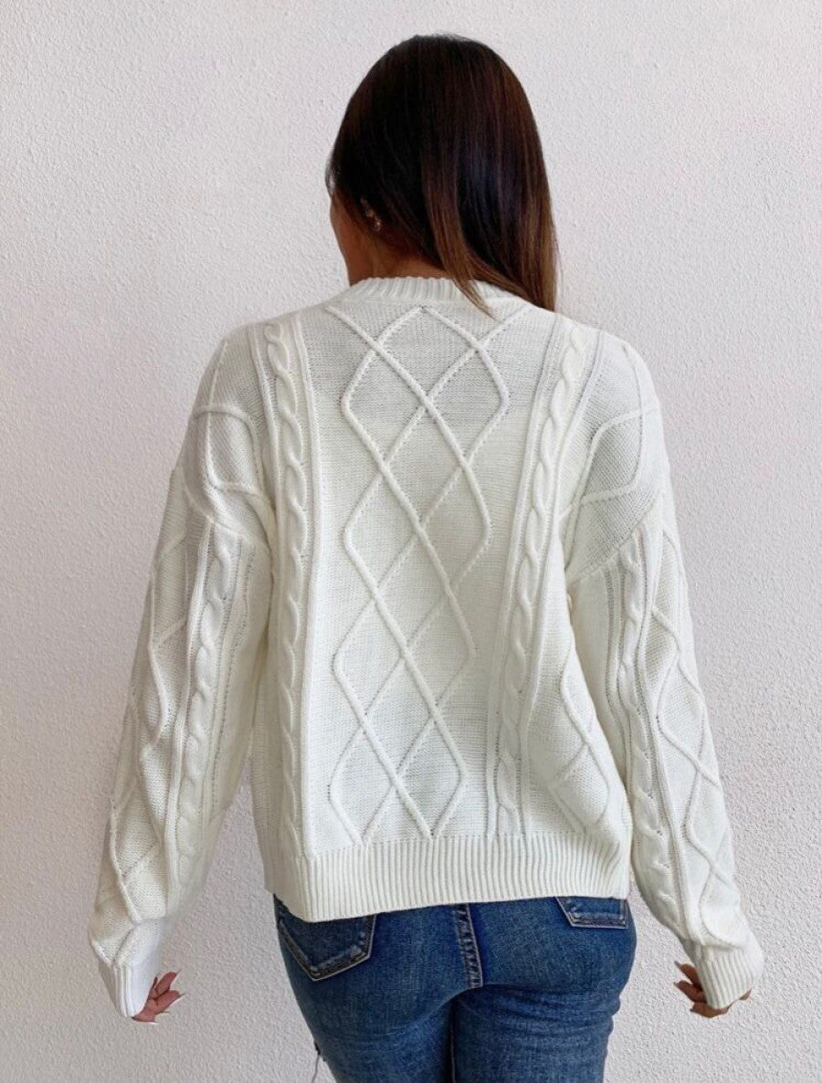 Argyle Knit Drop Shoulder Button Up Cardigan & Cami Knit Top