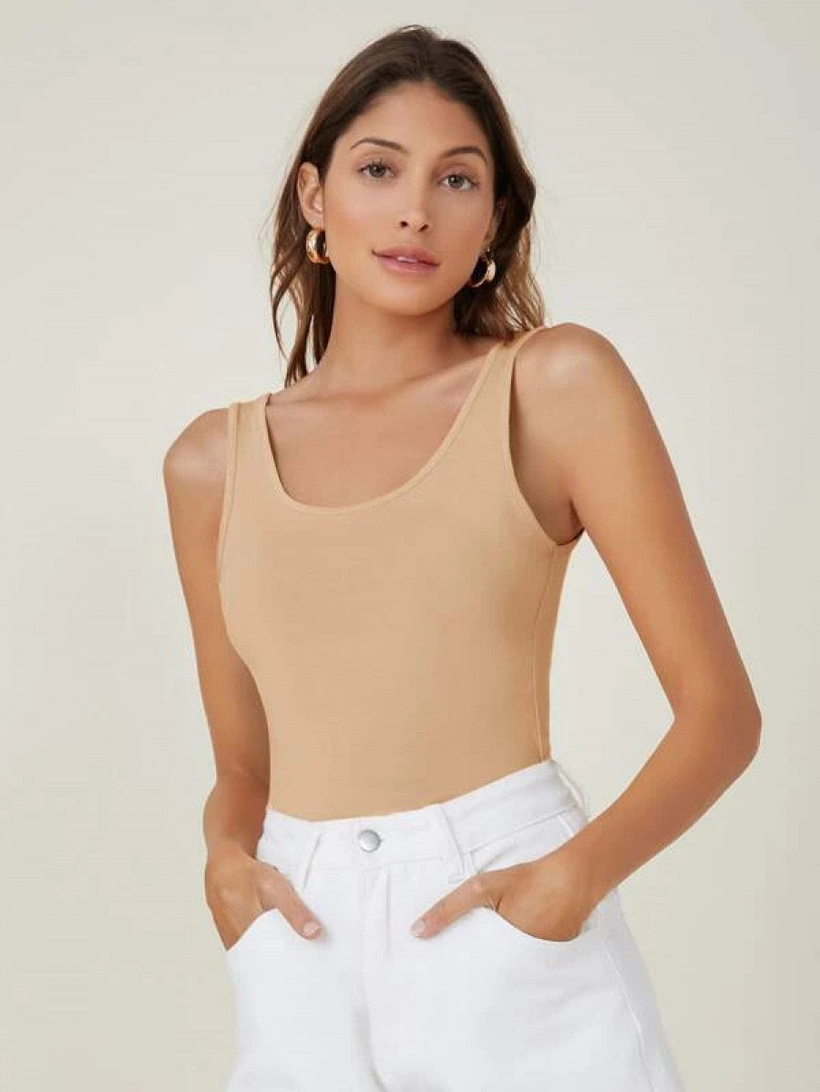 BASICS Scoop Neck Solid Tank Top