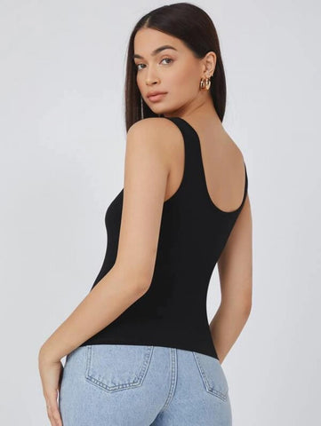 BASICS Scoop Neck Solid Tank Top