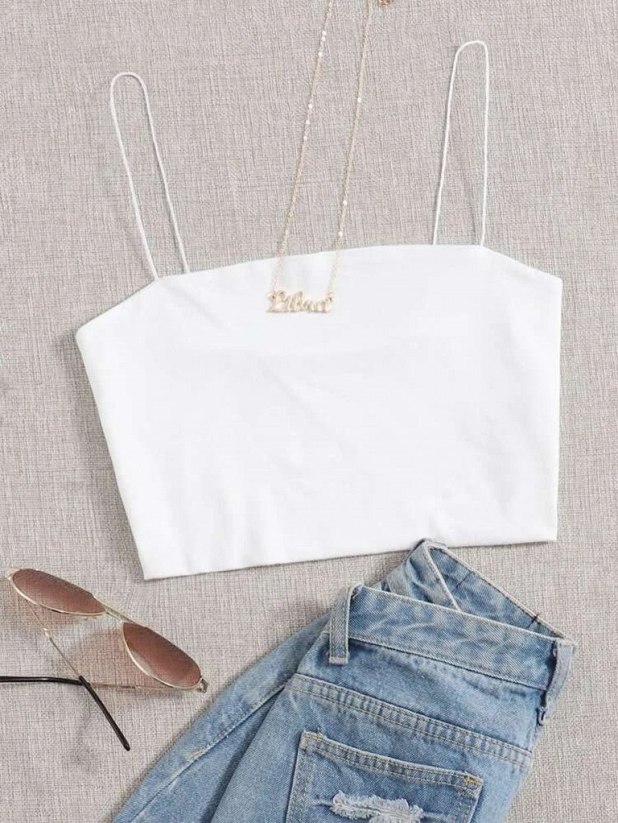 Solid Slim Cami Crop Top