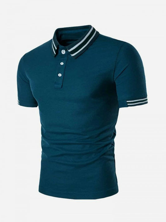 Men Striped Trim Polo Shirt